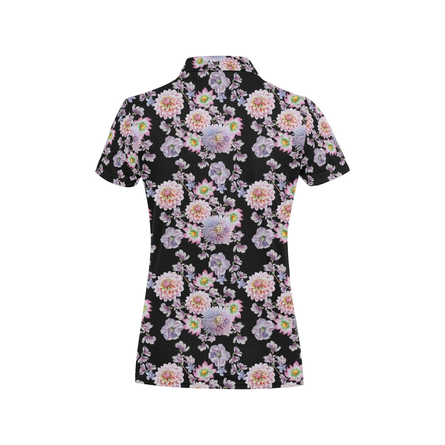 Dahlia Pattern Print Design DH012 Women's Polo Shirt