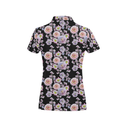 Dahlia Pattern Print Design DH012 Women's Polo Shirt