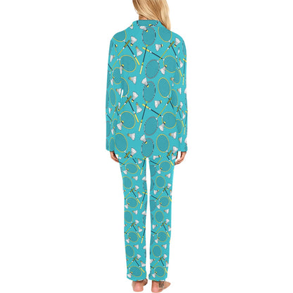 Badminton Pattern Print Design 06 Women's Long Pajama Set