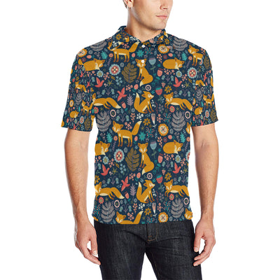 Fox Cute Jungle Print Pattern Men Polo Shirt