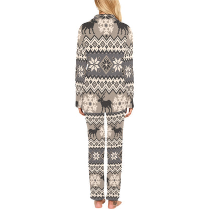 Nordic Pattern Print Design A01 Women's Long Pajama Set