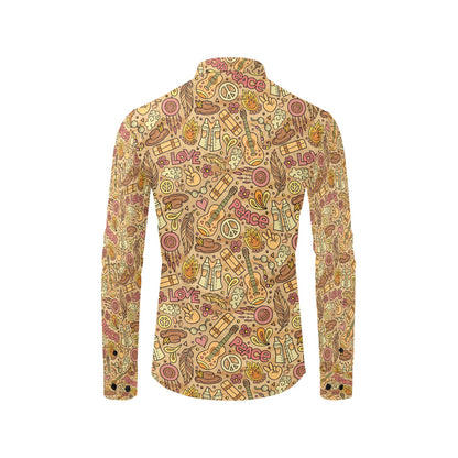 Hippie Print Design LKS305 Men's Long Sleeve Dress Shirt