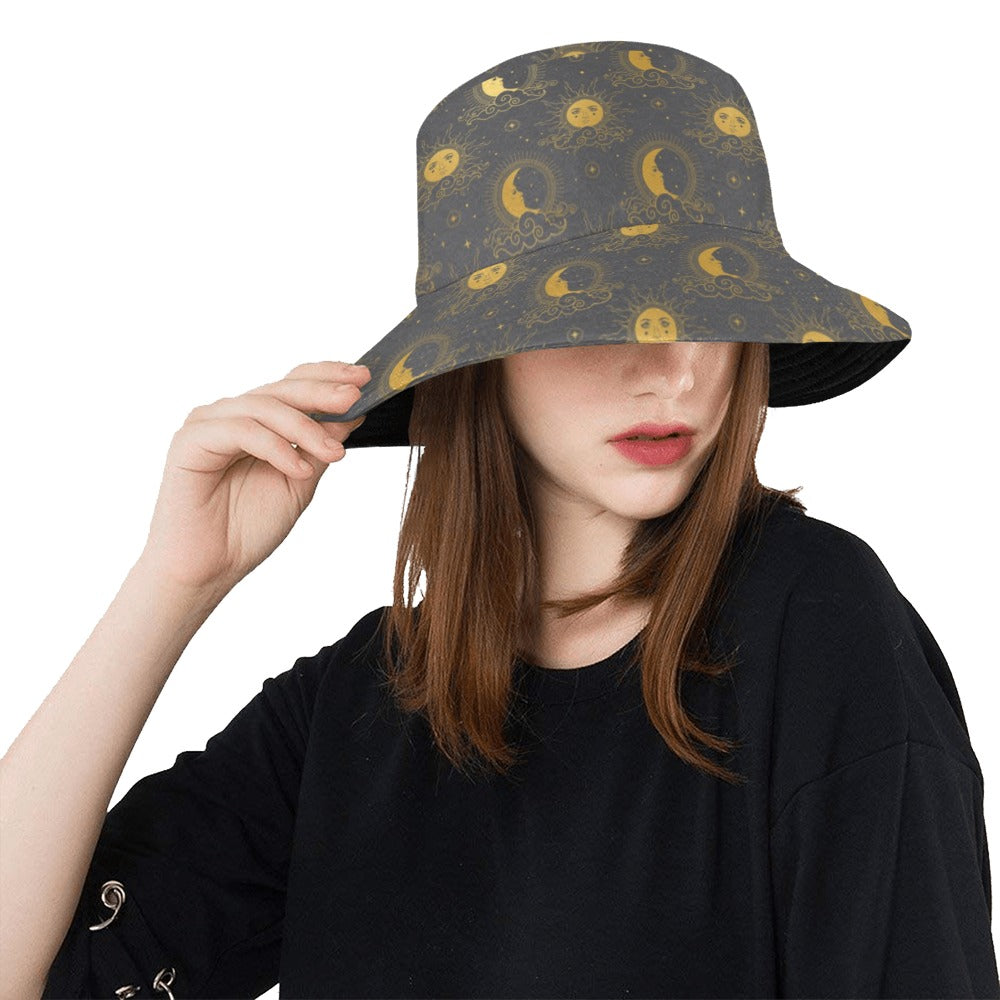 Sun Moon Print Design LKS305 Unisex Bucket Hat