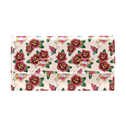 Tattoo Rose Print Design LKS302 Women's Trifold Wallet