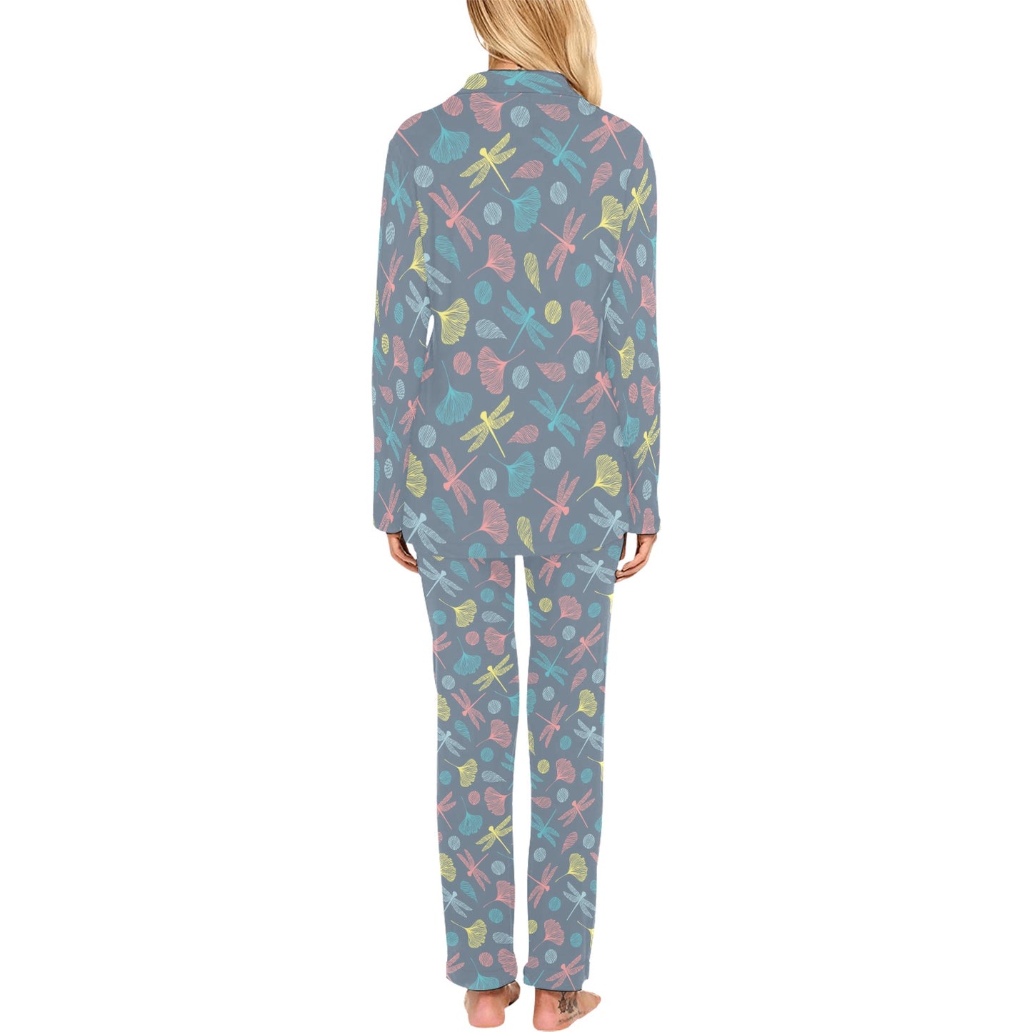 Dragonfly Print Design LKS403 Women's Long Pajama Set