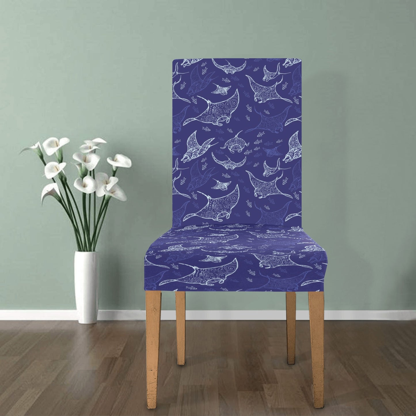 Manta Ray Print Design LKS401 Dining Chair Slipcover