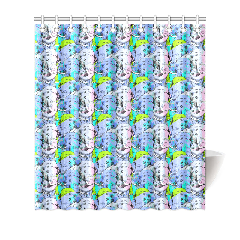 Elephant Art color Print Pattern Shower Curtain