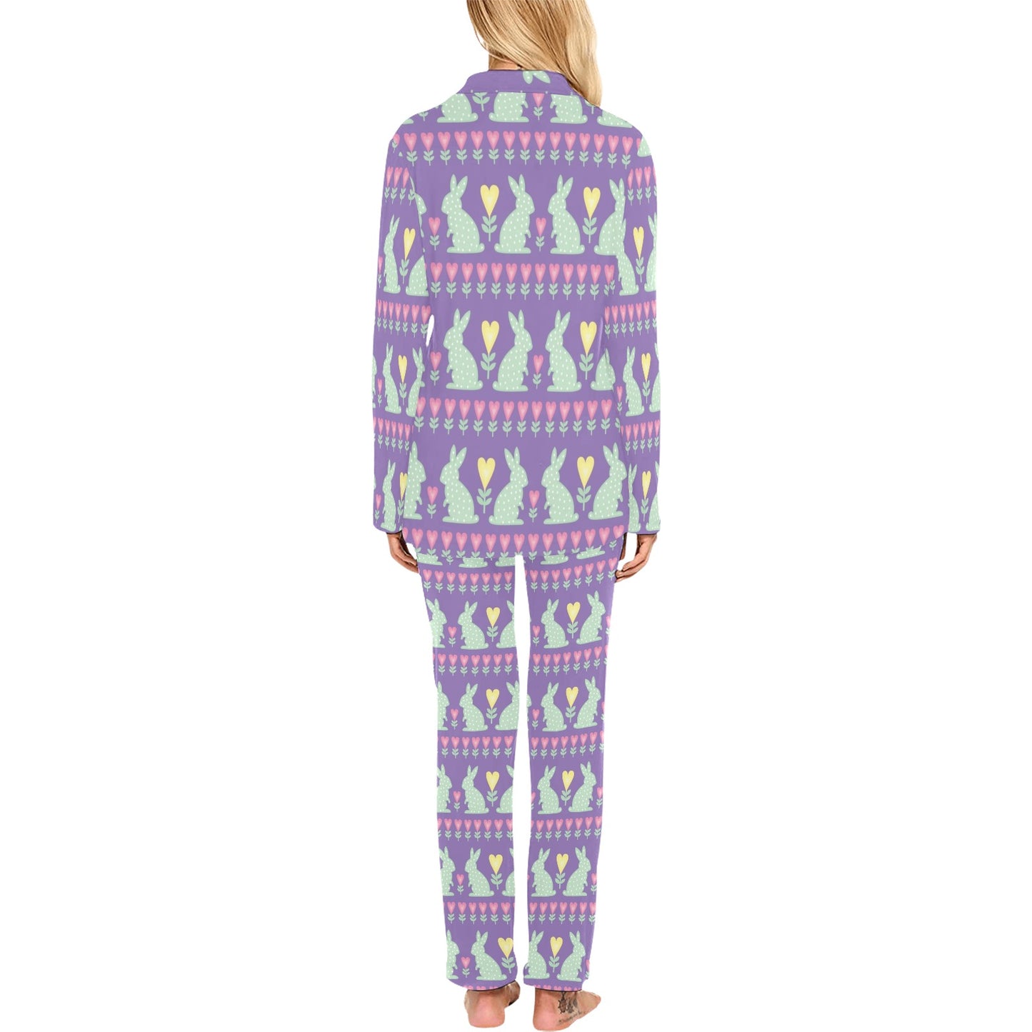 Rabbit Pattern Print Design RB01 Women's Long Pajama Set