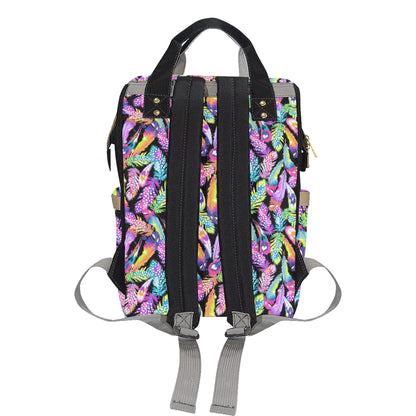 Neon Feather Pattern Print Design A02 Diaper Bag Backpack