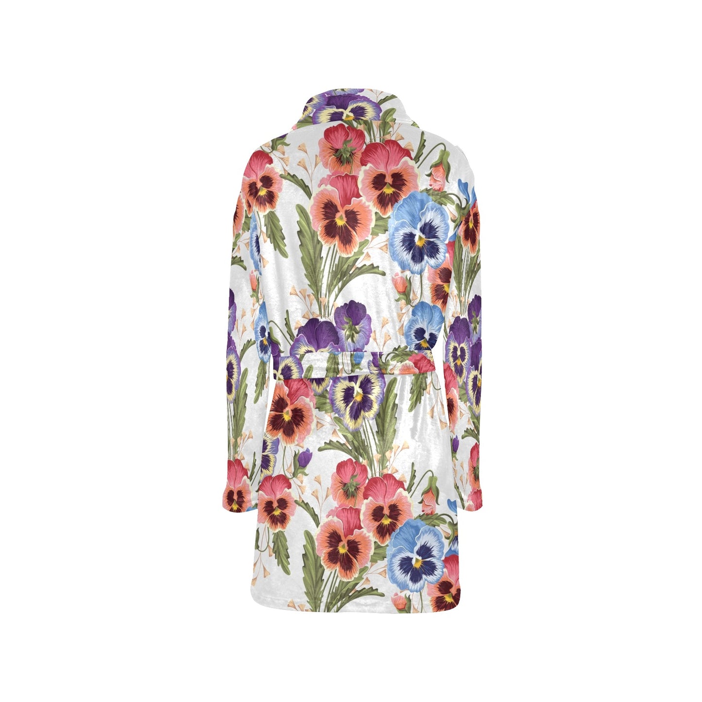 Pansy Pattern Print Design PS06 Women's Fleece Robe