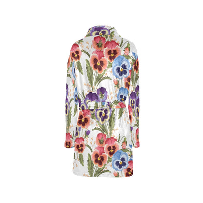 Pansy Pattern Print Design PS06 Women's Fleece Robe