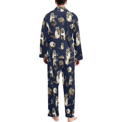 Raccoon Pattern Print Design A06 Men's Long Pajama Set