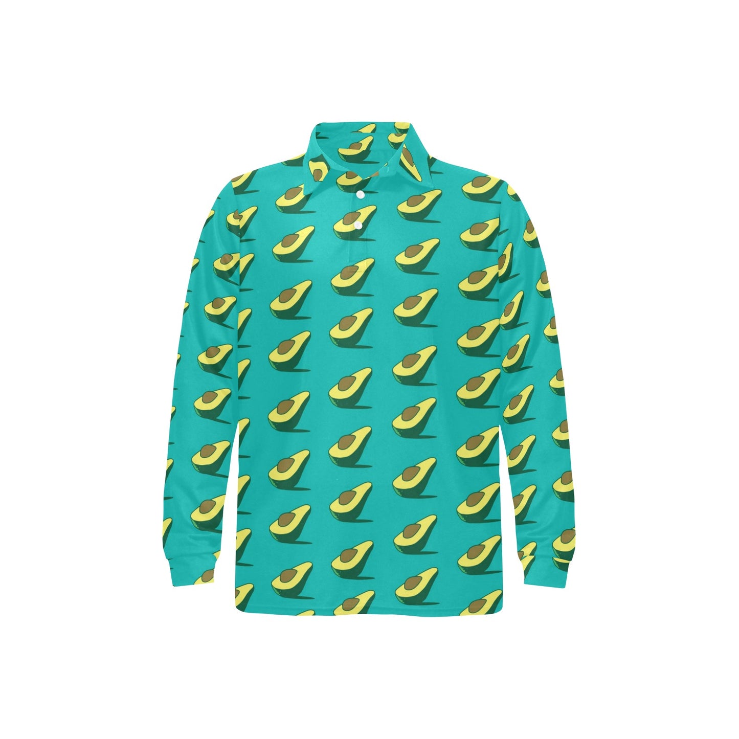Avocado Pattern Print Design 03 Long Sleeve Polo Shirt For Men's