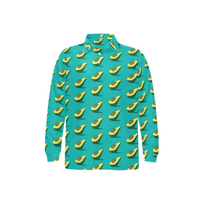 Avocado Pattern Print Design 03 Long Sleeve Polo Shirt For Men's