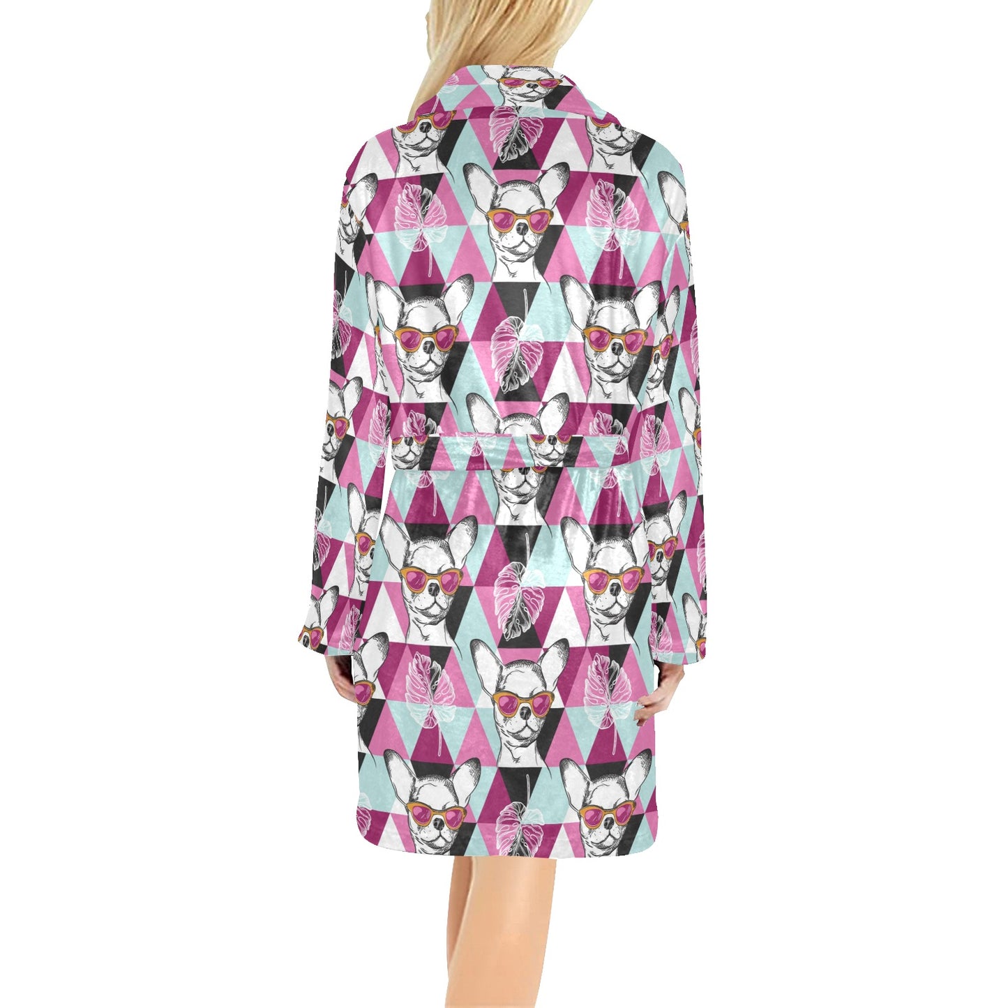 Chihuahua Cute Triangle Pattern Women's Fleece Robe