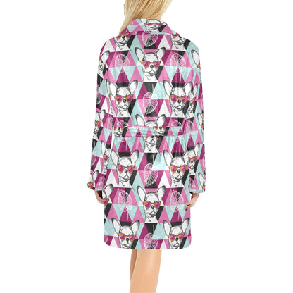 Chihuahua Cute Triangle Pattern Women's Fleece Robe