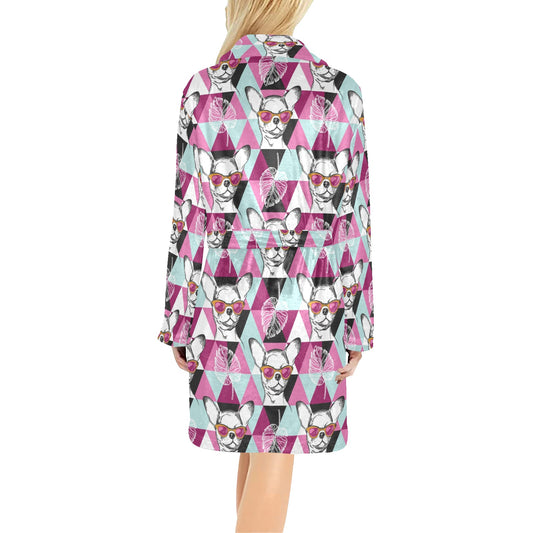 Chihuahua Cute Triangle Pattern Women's Fleece Robe