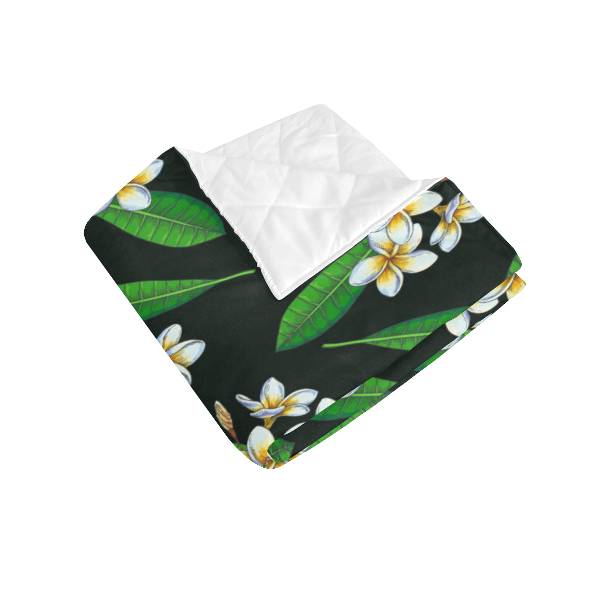 White Plumeria Pattern Print Design PM023 Premium Quilt