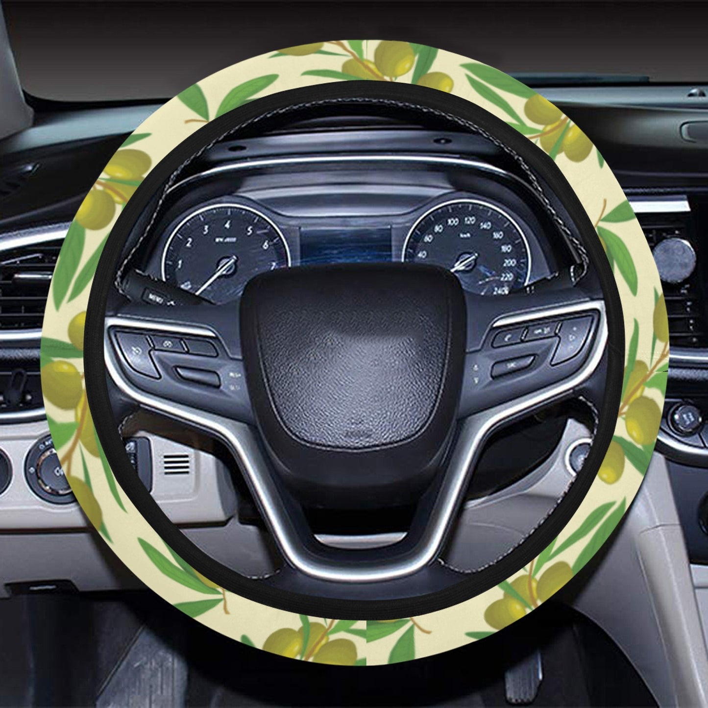 Olive Print Design LKS302 Steering Wheel Cover with Elastic Edge
