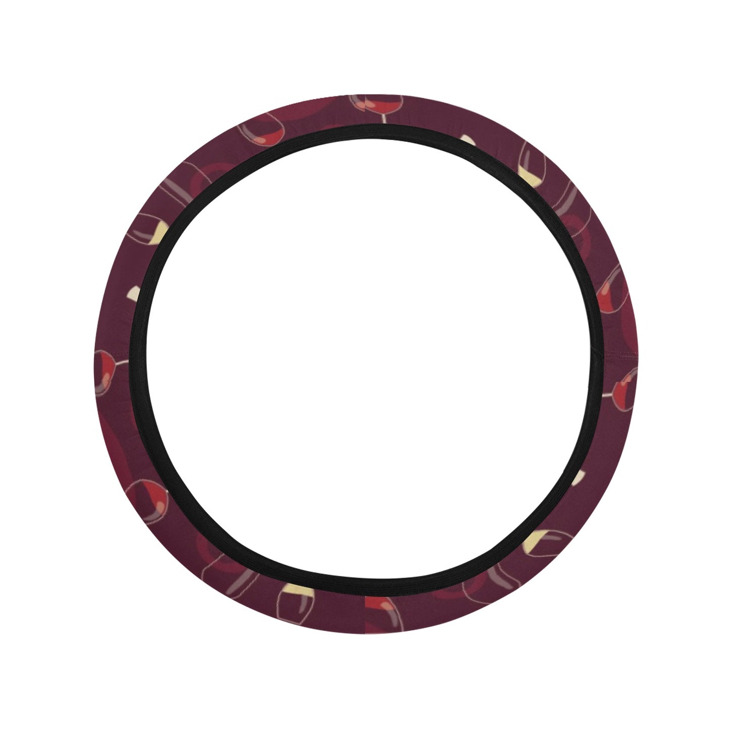 Wine Themed Print Design LKS302 Steering Wheel Cover with Elastic Edge