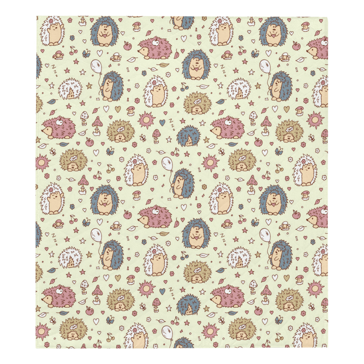 Hedgehog Cute Pattern Print Design 01 Premium Quilt