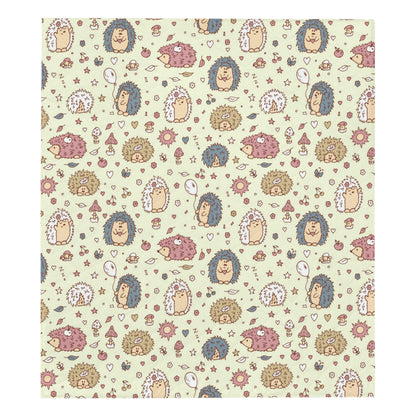Hedgehog Cute Pattern Print Design 01 Premium Quilt