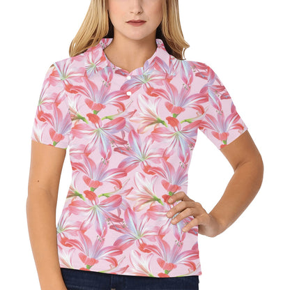 Amaryllis Pattern Print Design 02 Women's Polo Shirt