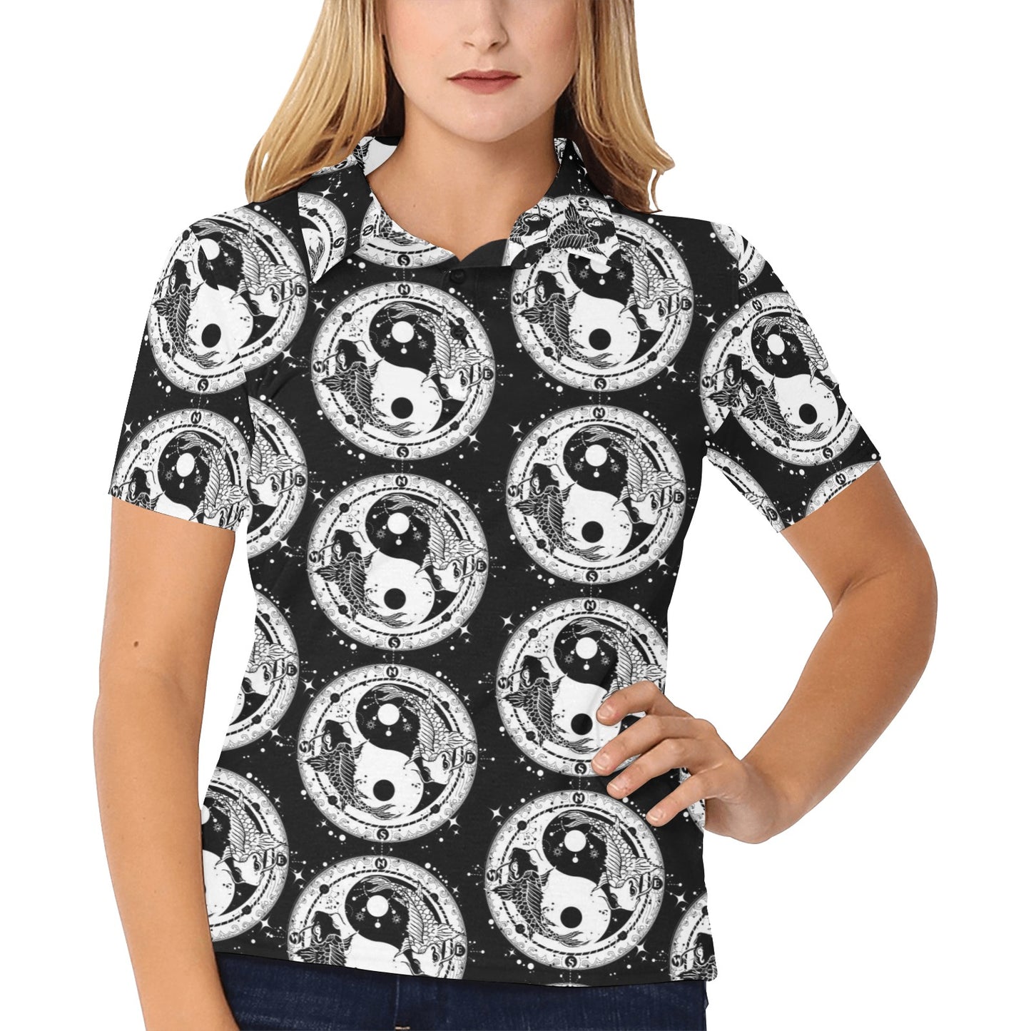Yin Yang Koi Fish Women's Polo Shirt