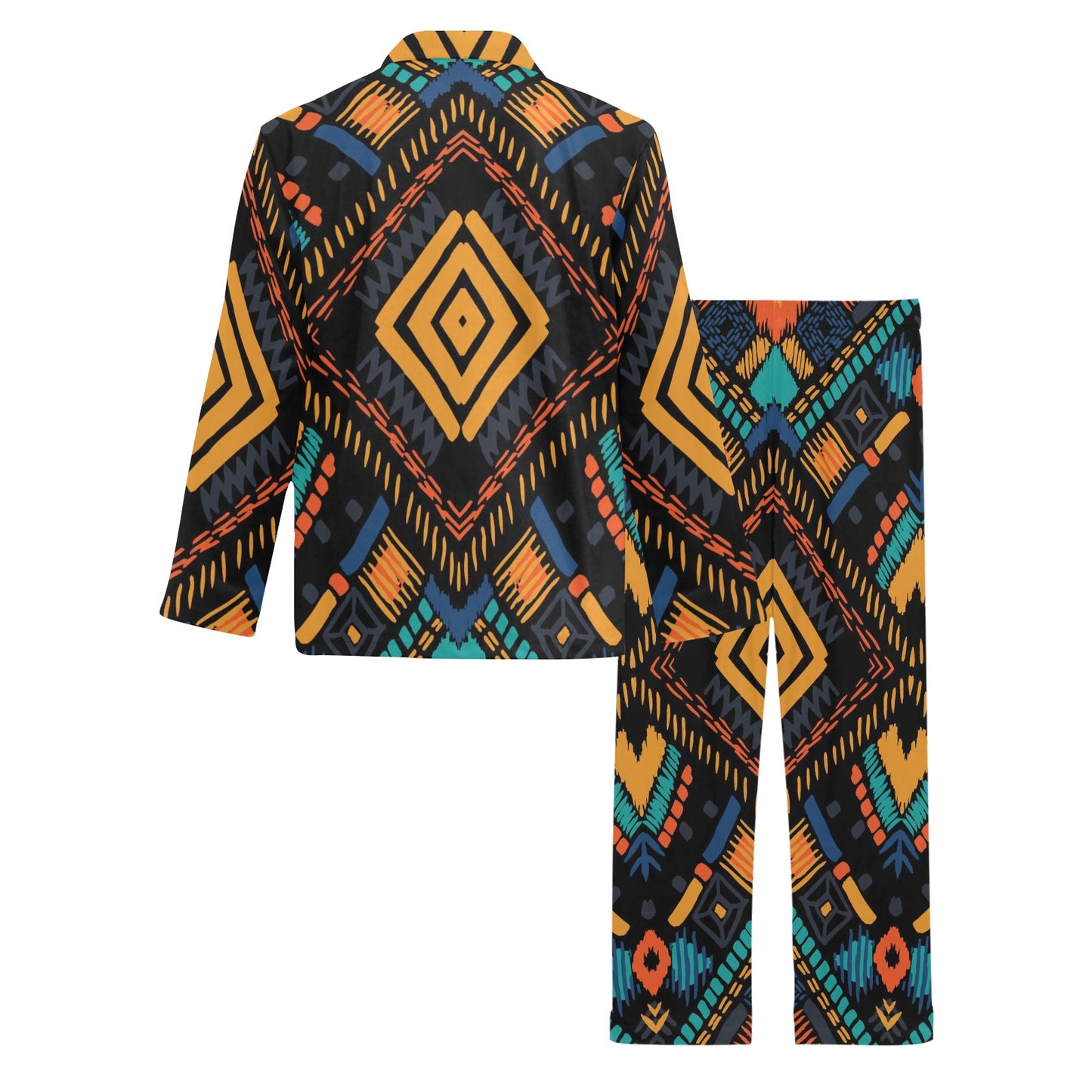 Kente Pattern Print Design 05 Men's Long Pajama Set