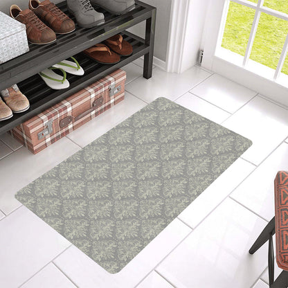 Damask Grey Elegant Print Pattern Rubber Doormat