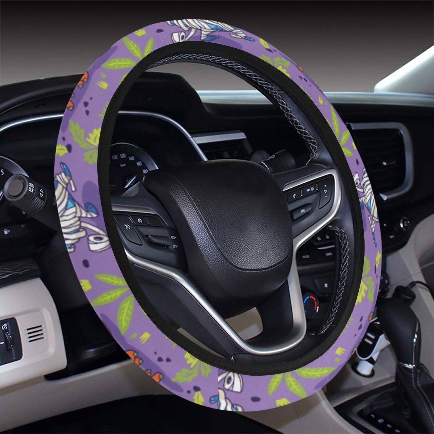 Zombie Dinosaur Print Design LKS302 Steering Wheel Cover with Elastic Edge