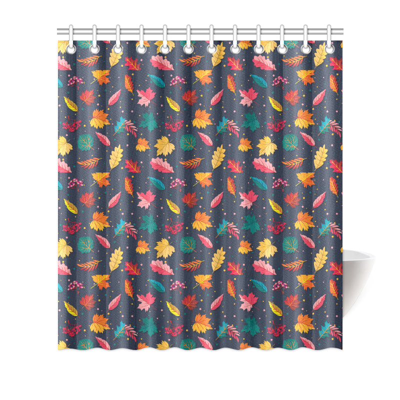 Elm Leave Colorful Print Pattern Shower Curtain