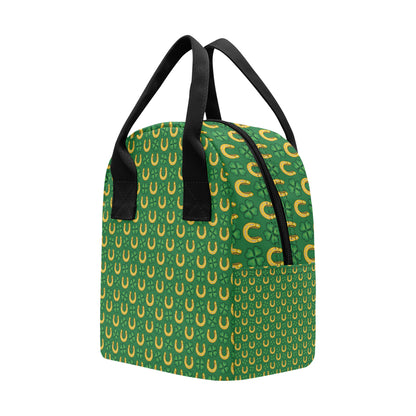 Shamrock Horseshoes Print Pattern Insulated Lunch Bag