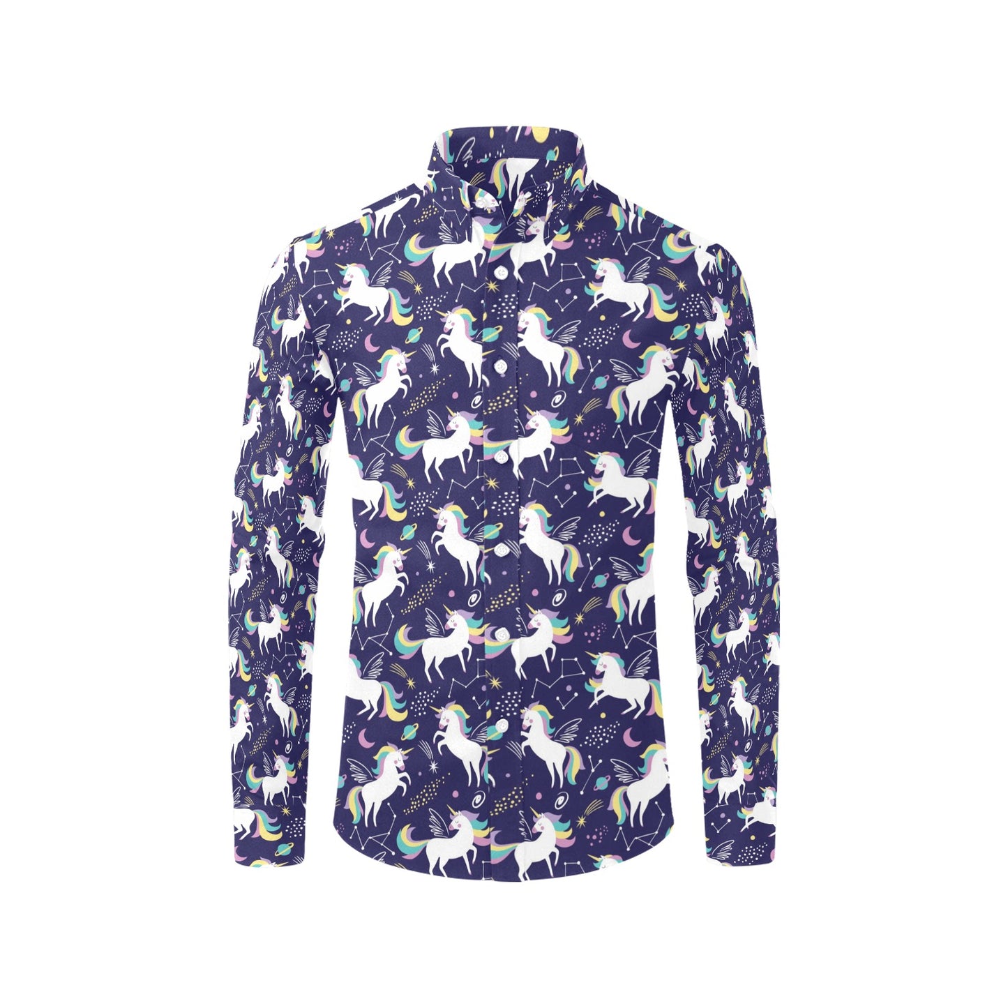 Unicorn Print Design LKS305 Men's Long Sleeve Dress Shirt