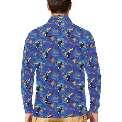 Toucan Print Design LKS306 Long Sleeve Polo Shirt For Men's