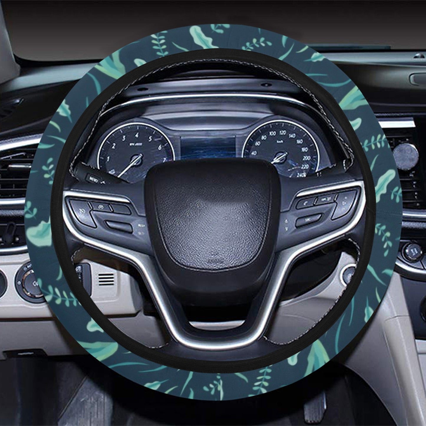 Seaweed Print Design LKS302 Steering Wheel Cover with Elastic Edge