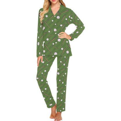 Baseball Pattern Print Design 02 Women's Long Pajama Set