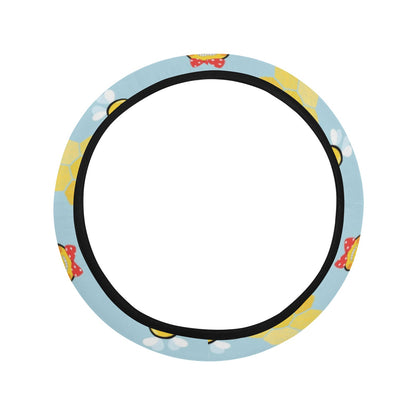 Bee Cute Print Design LKS304 Steering Wheel Cover with Elastic Edge