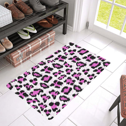 Leopard Pink Skin Print Rubber Doormat