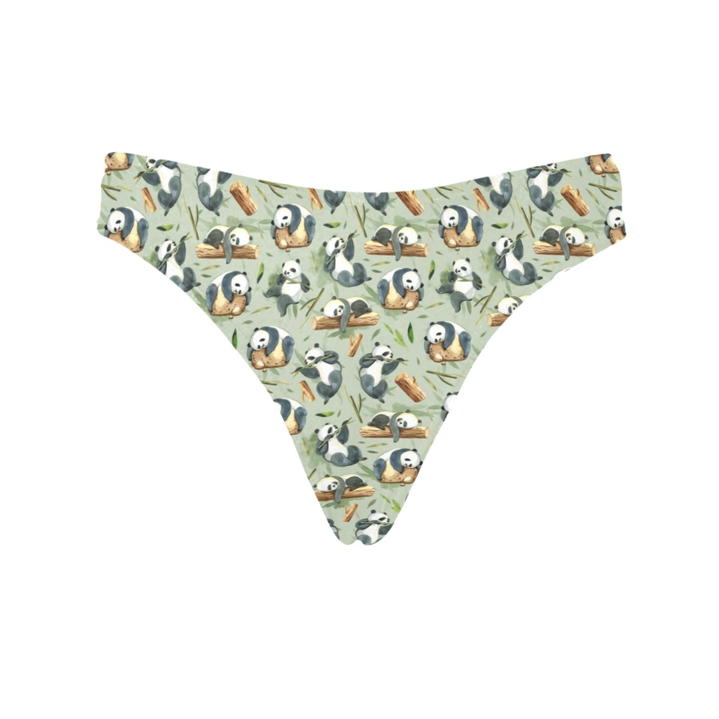 Panda Bear Design Bamboo Print Women's Thongs