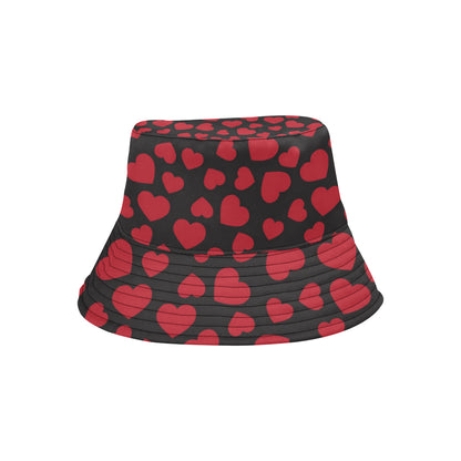 Heart Red Pattern Print Design HE01 Unisex Bucket Hat