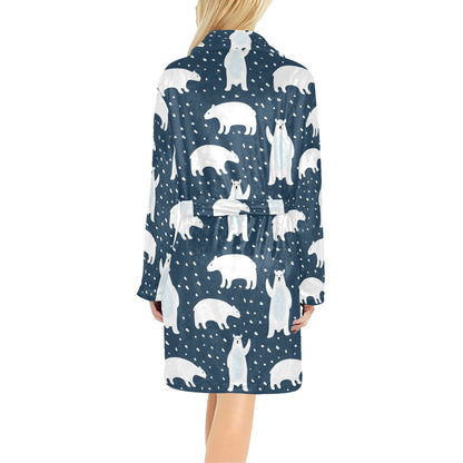 Polar Bear Pattern Print Design A02 Women's Fleece Robe