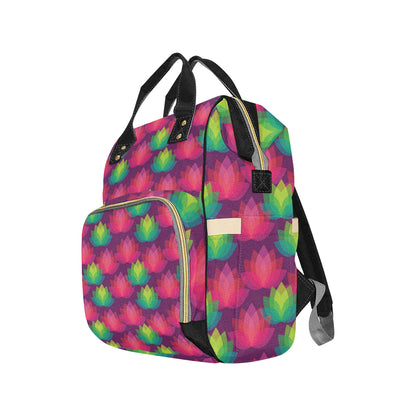 Lotus Pattern Print Design 02 Diaper Bag Backpack