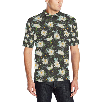 Daisy Pattern Print Design DS08 Men Polo Shirt