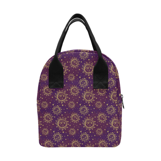 Sun Moon Star Design Themed Print Insulated Lunch Bag