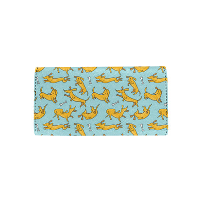 Dachshund Pattern Print Design 08 Women's Trifold Wallet