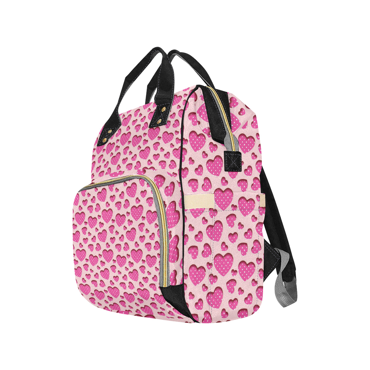 Heart Pink Pattern Print Design HE06 Diaper Bag Backpack