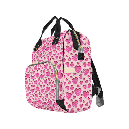 Heart Pink Pattern Print Design HE06 Diaper Bag Backpack