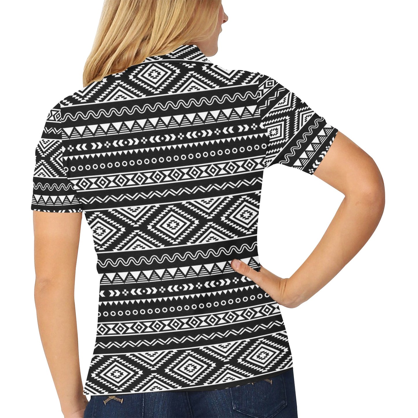 Tribal Pattern Print Design LKS301 Women's Polo Shirt