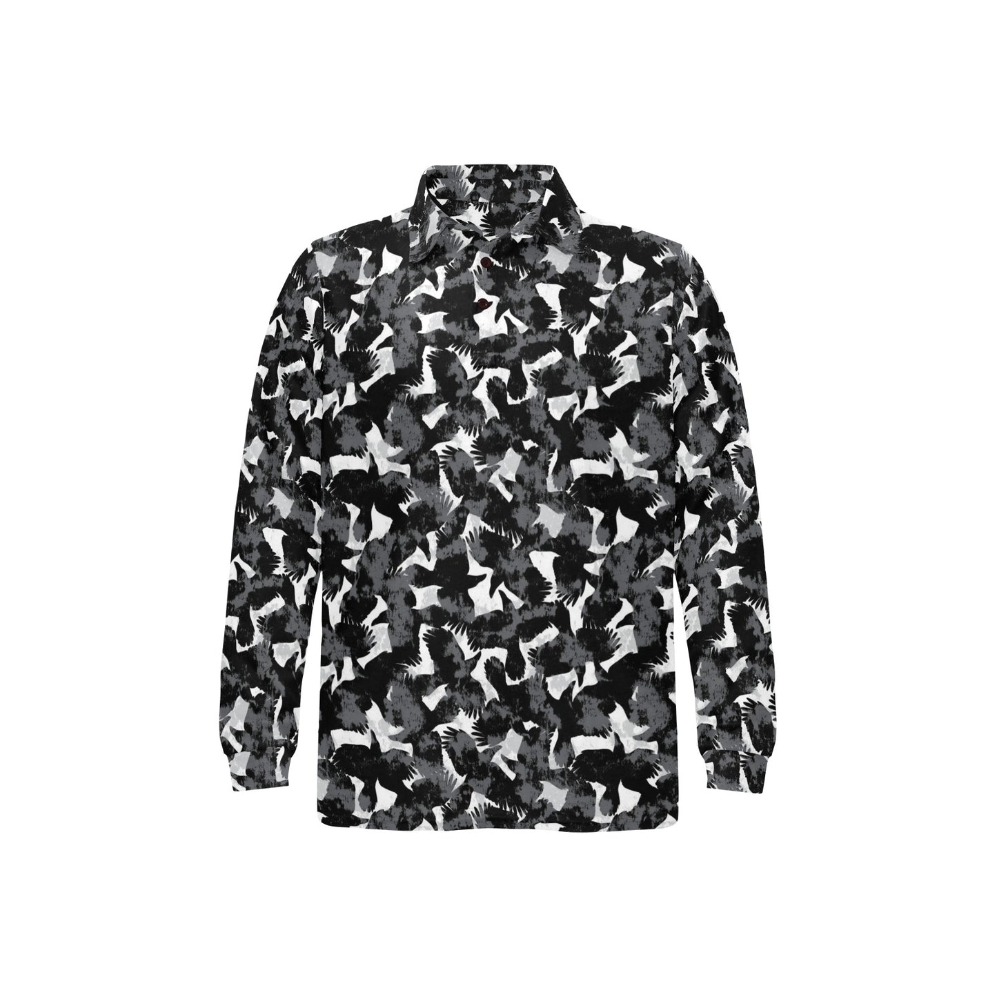 Crow Pattern Print Design 01 Long Sleeve Polo Shirt For Men's